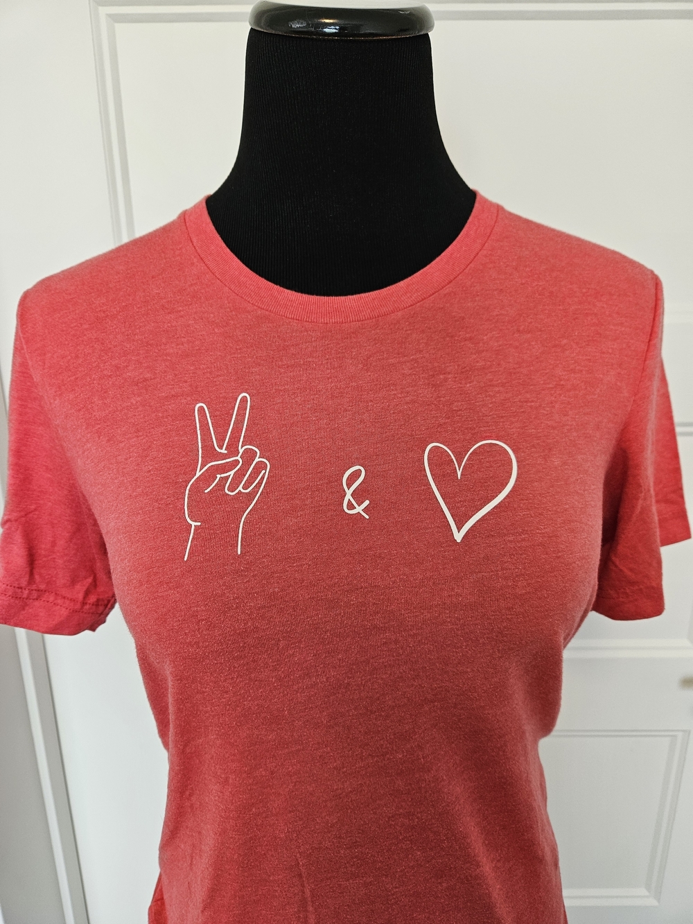 Women’s Red Peace & Heart Graphic Short Sleeve Tee
